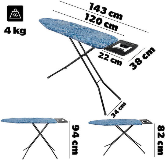 Kadax Ironing Board for Steam Iron Foldable 120x38cm