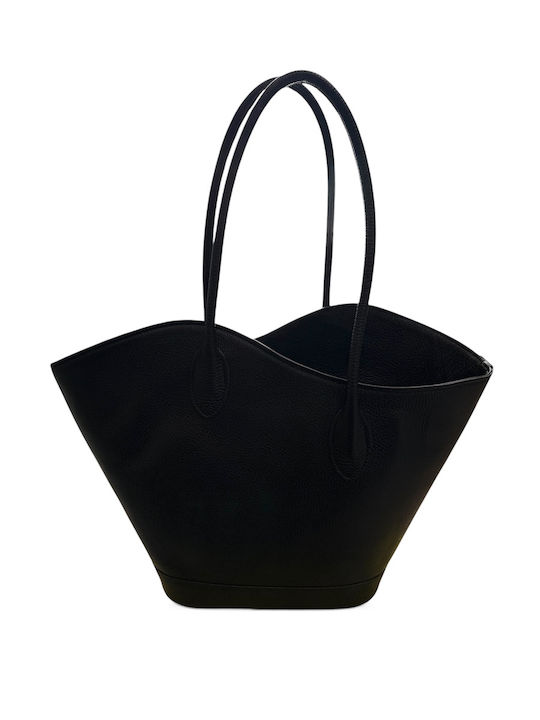 Дамска Кожена Чанта Tote За Ръка Черна
