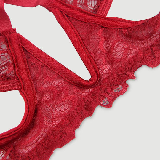 Σετ Σουτιέν Δαντέλα & Βαθύ V Exquisite Lace Appeal Deep V Mini Temptation Bra Set Κόκκινο
