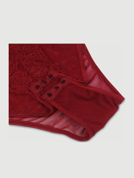 Sexy Bodysuit Open Crotch & Lace Crotchless High Quality Lace Splicing Sexy Teddy Underwire Red