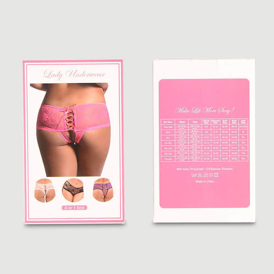 Plus Size Sexy Unterwäsche Offener Schrittfrei & Blumen Spitze Set 4 Stück