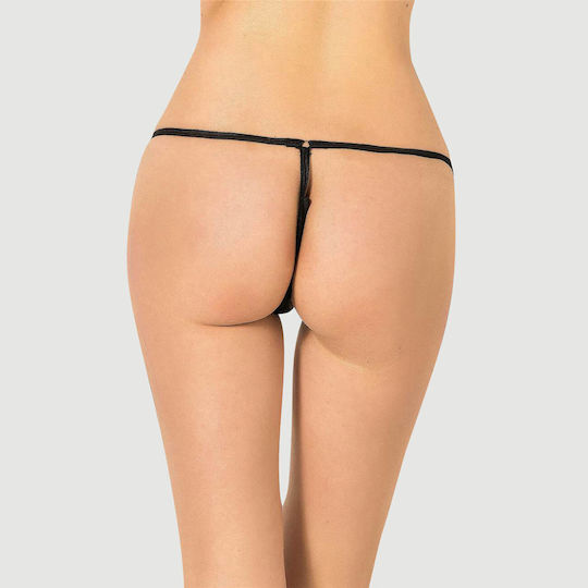 Plus Size Σέξι Κιλοτάκι Φερμουάρ Zip Front Sexy Black Thong Knickers – Μαύρο