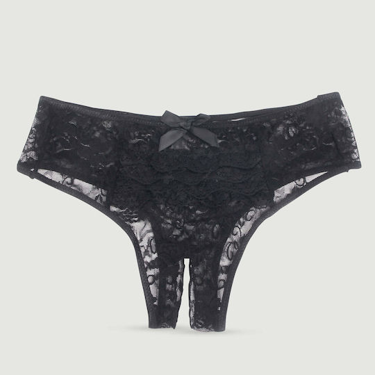 Plus Size Sexy Spitze Slip Schrittfrei Panty Schwarz