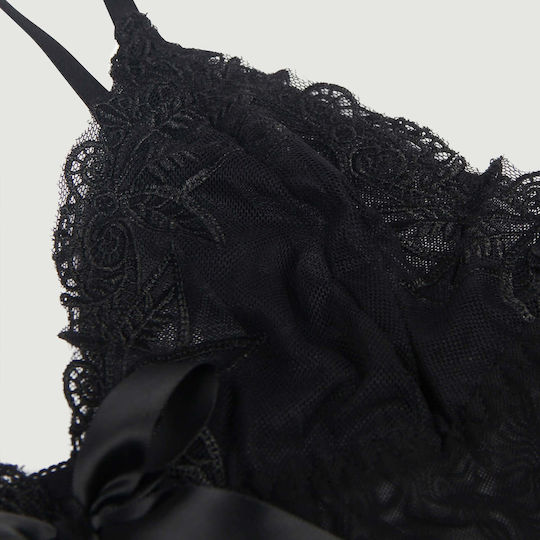 Κομψό Babydoll Πολυϊνικό Υφασμα Multi Fibre Elegant Fly Away Babydoll Μαύρο