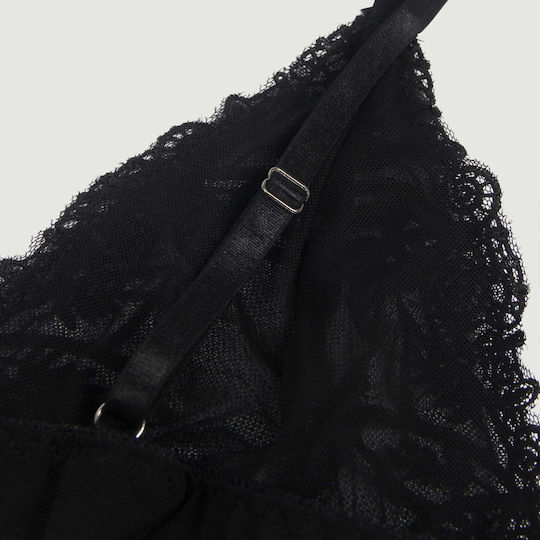 Κομψό Babydoll Πολυϊνικό Υφασμα Multi Fibre Elegant Fly Away Babydoll Μαύρο