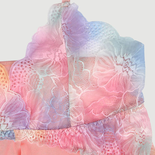 Babydoll Διακόσμηση Λουλουδιών Orange Flower Decoration Loose Comfortable Open Front Babydoll Ροζ