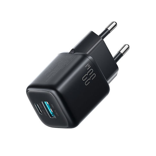 Joyroom Charger with USB-A Port and USB-C Port and USB-C - Lightning Cable 33W Power Delivery / Quick Charge 3.0 Black (JR-TG7)