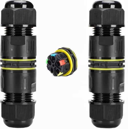 Set 2 Bucăți Conector Inline Impermeabil Ip68 Exterior M20 3 Poli Secțiune Cablu 0,5-2,5 Mm² Diametru Cablu 5-8 Mm Blocare Cu Pârghie Onuvio