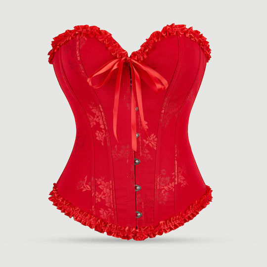 Corset 12-Piece Lace-Up Palace Corset Kit Steel Buckles & Plastic Boning Red