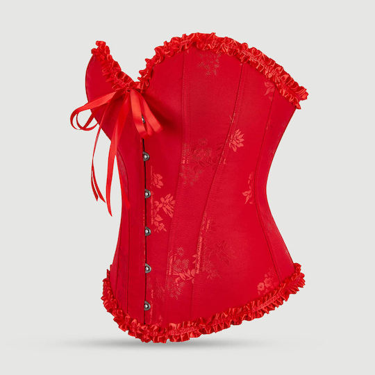 Corset 12-Piece Lace-Up Palace Corset Kit Steel Buckles & Plastic Boning Red