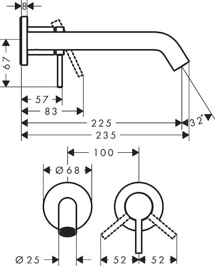Hansgrohe Set De Mixere Și Guriță Încorporați Pentru Lavabo Argintiu
