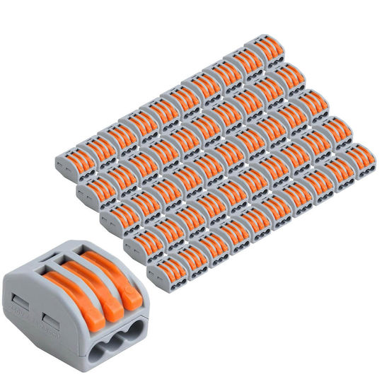Set 50 Quick Connectors Quick Lever Terminal Blocks Electrical Installations 3 Pins Type 222-413 Onuvio