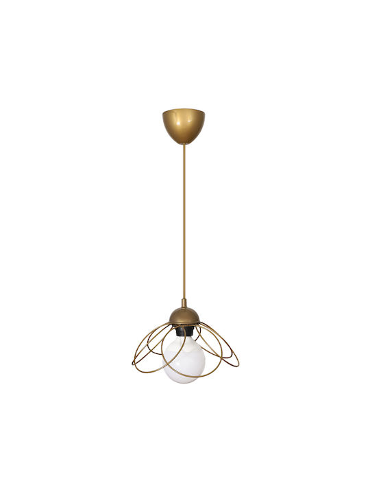 Megapap Zufash Κρεμαστό Φωτιστικό Χρυσό με Ντουί E27 25x25x60εκ.