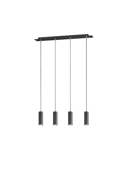 Trio Lighting Marley Pendant Light Black Rail for 4 Bulbs GU10 75x9cm
