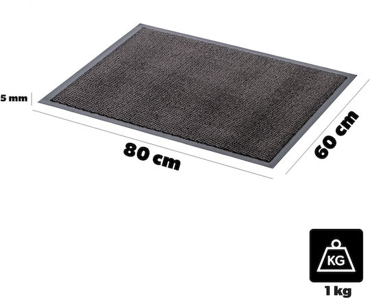 Kadax Non-Slip Rubber Gray Doormat 80x60cm Thickness 5mm