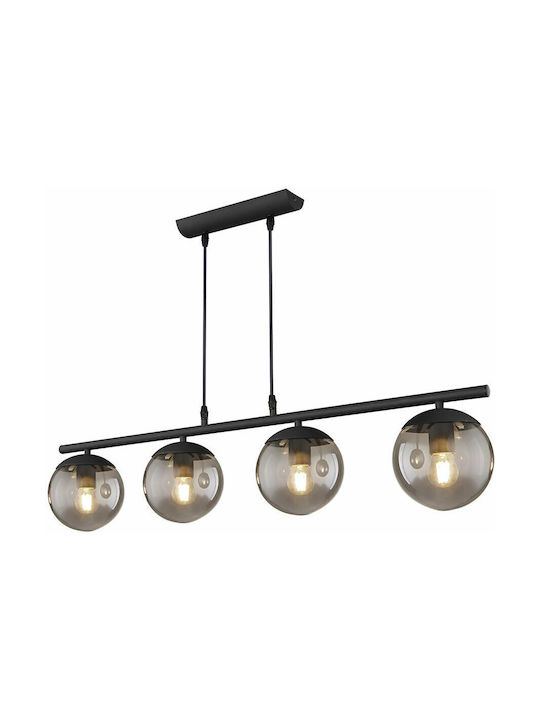 Globo Lighting Blama Pendant Light Black Rail for 4 Bulbs E27 90x15x120cm