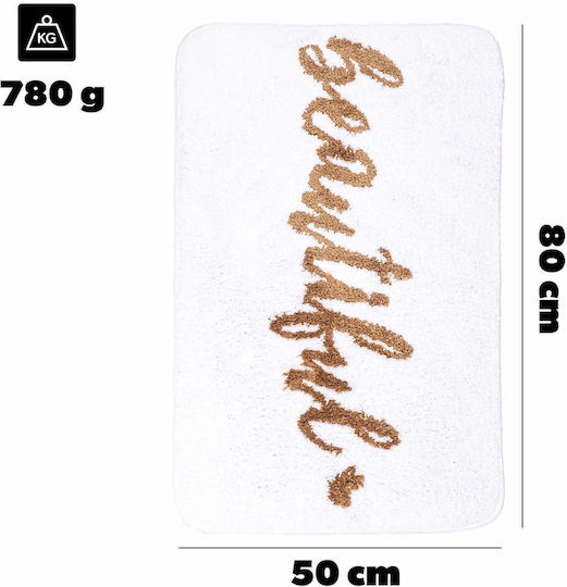 Kadax Rutschfestes Badematte Mikrofaser 37980 Weiß 80x50cm