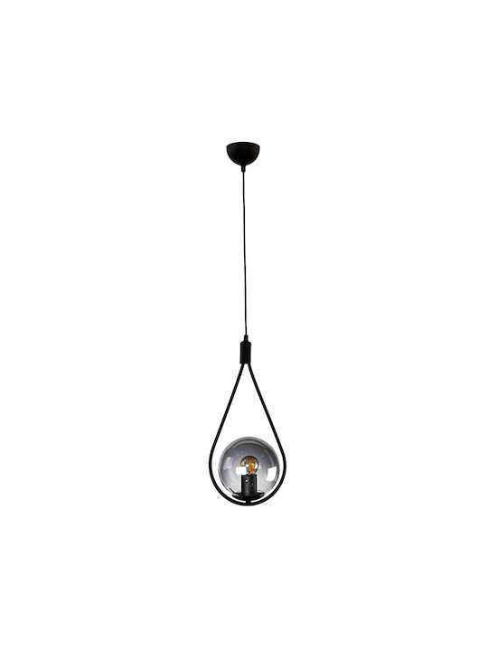 Megapap Shemesh Pendant Light Black Ball with Socket E27 20x20x85cm