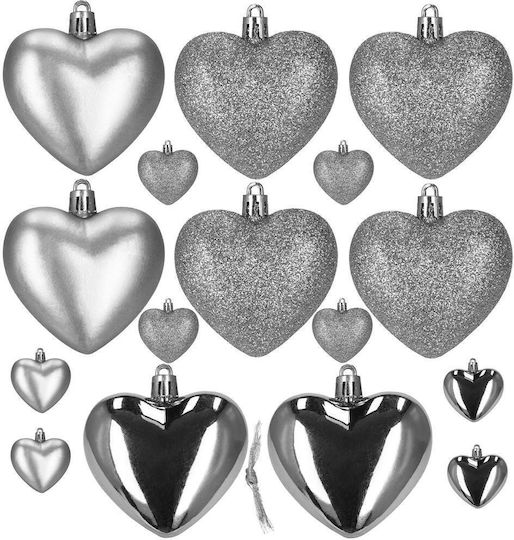 Sersimo Weihnachtsbaumschmuck Herzformen Kunststoff 4-7 Cm Silber