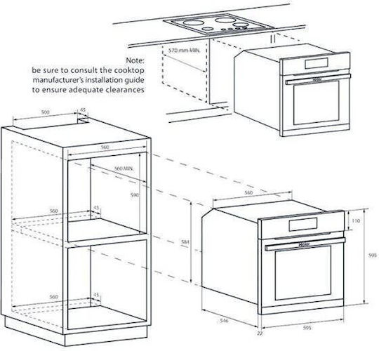 Haier HWO60SM2B9BH Cuptor de Blat 70l Lățime 59.5cm Negru