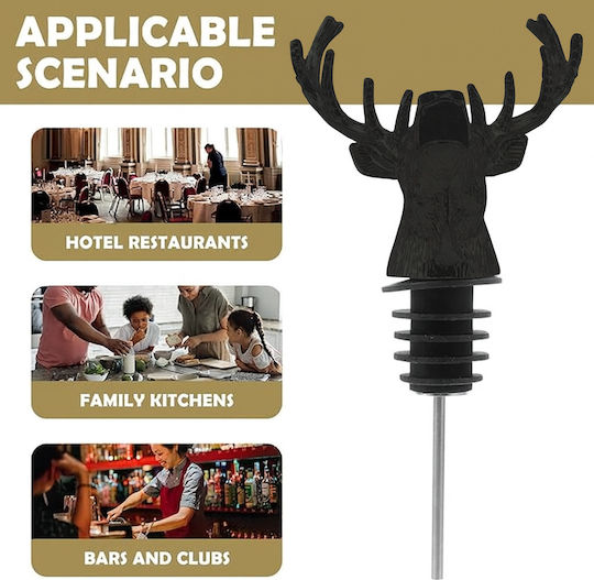 Aerator Pentru Sticlă de Vin În Formă de Cerb 10 Cm Înălțime Oțel Inoxidabil Negru