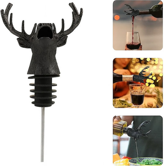 Aerator Pentru Sticlă de Vin În Formă de Cerb 10 Cm Înălțime Oțel Inoxidabil Negru