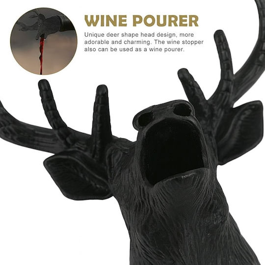 Aerator Pentru Sticlă de Vin În Formă de Cerb 10 Cm Înălțime Oțel Inoxidabil Negru
