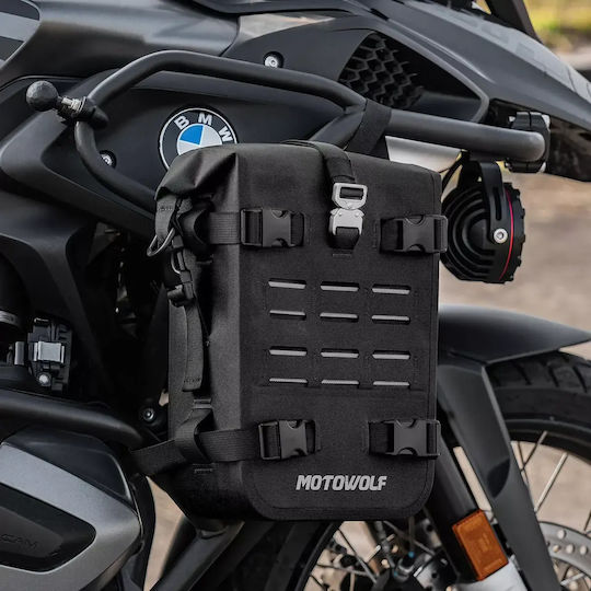 Waterproof Motorcycle Bag 8l Motowolf – Crash Bar Side Tail Bag – Black 7015b
