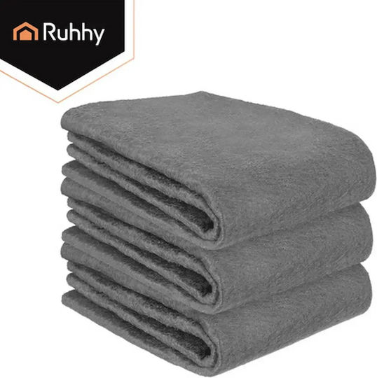 Microfiber Ruhhy Car Microfiber Cloths for Windows 280gsm Gray 40x30cm 3 Pieces