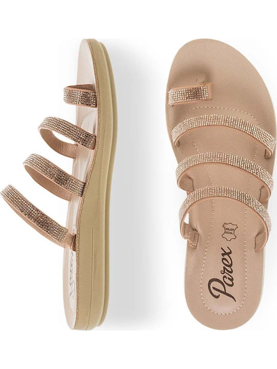 Damen Anatomische Flache Sandalen Roségold
