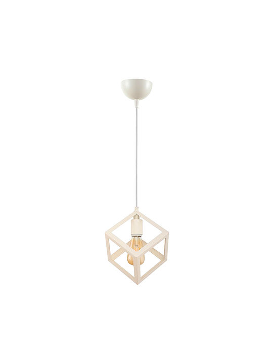 Megapap Thora Pendant Light White Grid with Socket E27 22x22x70cm