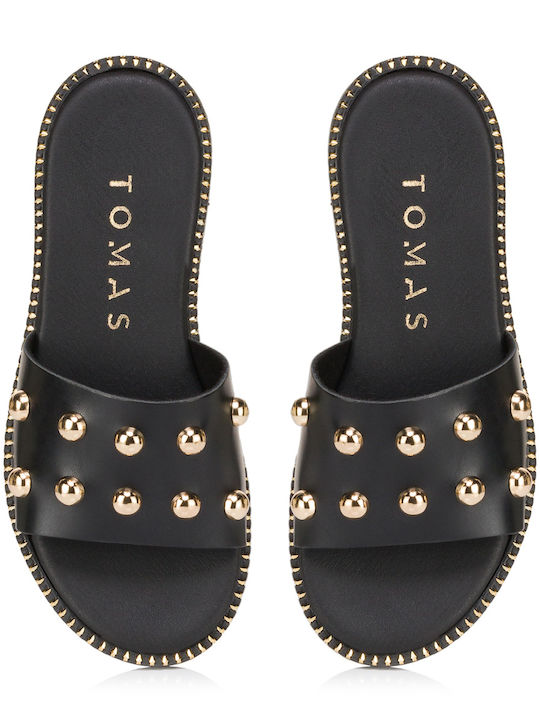 Leather Women's Flat Sandals Black