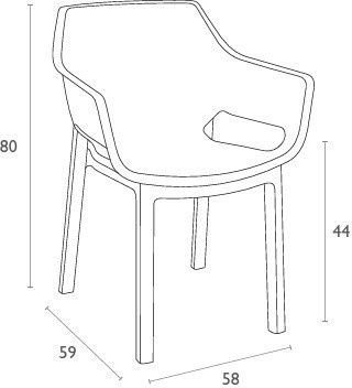 Outdoor Chair Polypropylene Dora Dark Grey 58x59x80cm