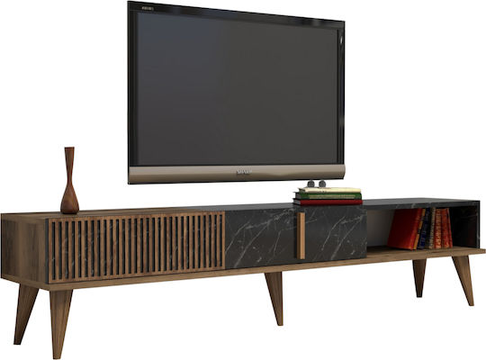 Stand TV De Podea Nuc / Marmură Neagră 180x35x40 cm Stand TV De Podea Nuc / Marmură Neagră 180x35x40 cm