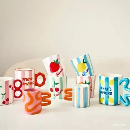 Que Rico Ceramic Multicolour Mugs 2 Pieces