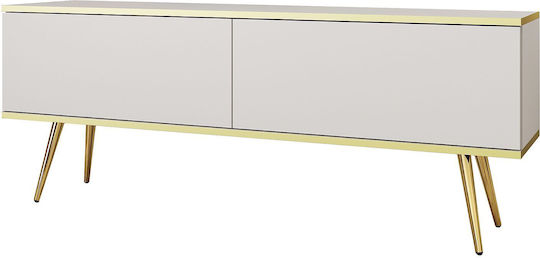 Подово Телевизионно Мебел Бяло+ Златно 135x32x53см