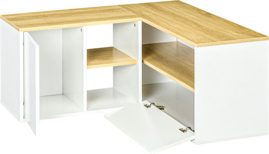 Έπιπλο TV Γωνιακό Επιδαπέδιο Λευκό 90x90x45εκ.