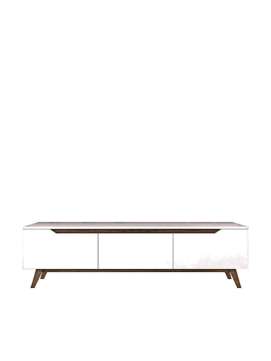 TV-Ständer Weiß-Walnuss M180xT35xH48,6cm