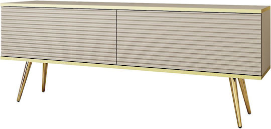 Έπιπλο TV Επιδαπέδιο Μπεζ + Χρυσό 135x32x53εκ. Έπιπλο TV Επιδαπέδιο Μπεζ + Χρυσό 135x32x53εκ.