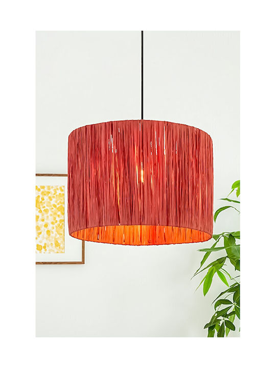 SteweHome Deckenleuchte Boho Modern Mit Naturpapier Ráfia Rot 35x60cm