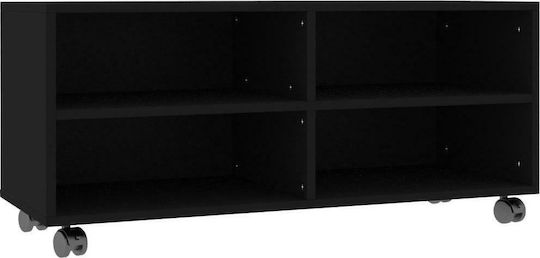 TV Stand with Wheels Black 90x35x35 cm