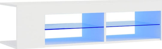 Подово Телевизионно Мебел с LED Осветление Бяло 135x39x30см