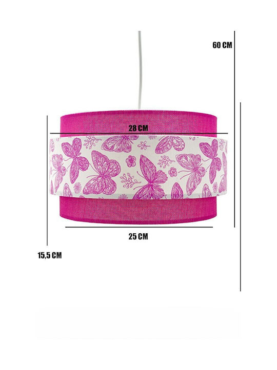 Stewehome Lumina De Tavan Pentru Copii Dop Fluture Roz Pentru Fete 25x60cm