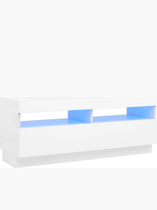 Телевизионно Мебелче с LED Осветление Бяло Д100xДл35xВ40см