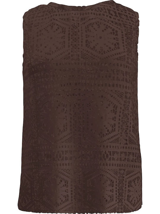 Damen Bluse Baumwolle Ärmellose Braune