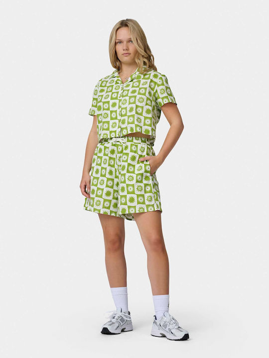 Women's Crop Cotton Short Sleeve Top Green
