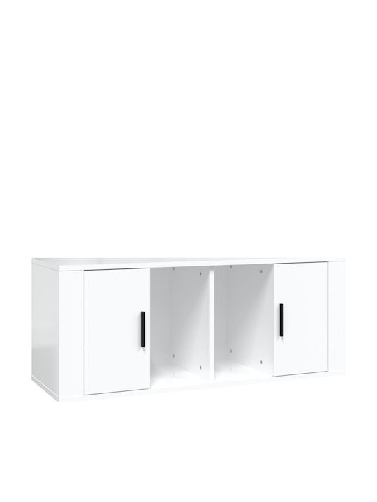 TV Stand Glossy White M100xD35xH40cm