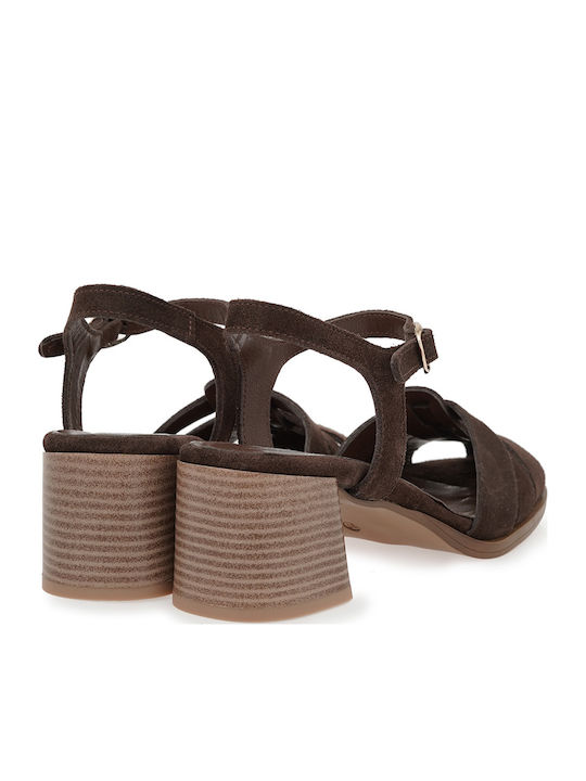 Suede Damen Sandalen Braun W455A1253504-Braun Wildleder