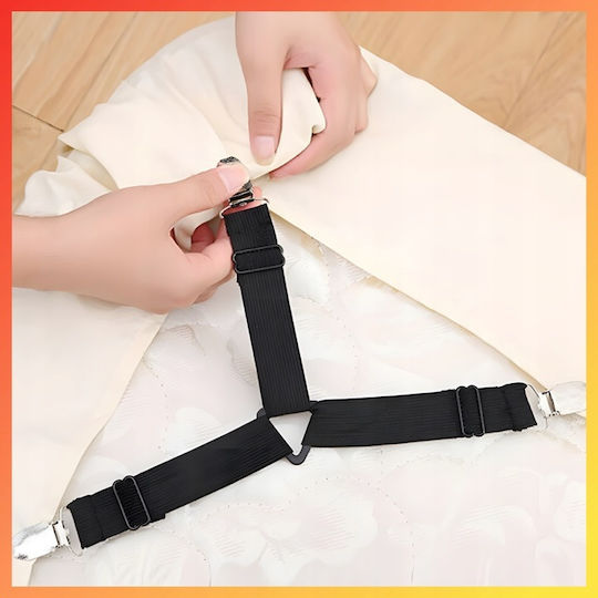 Set 4 Sheet Fastening Accessories Zola Adjustable Length Fixing Clips Universal Black