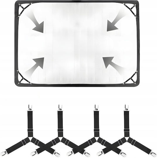 Set 4 Sheet Fastening Accessories Zola Adjustable Length Fixing Clips Universal Black